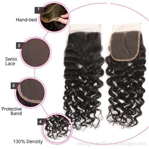 Rebecca Cheap Brazilian Remy VirginCuticle Aligned Frontal Closure Hair vendors 4x4 Water wave Swiss Lace Closure And Frontal